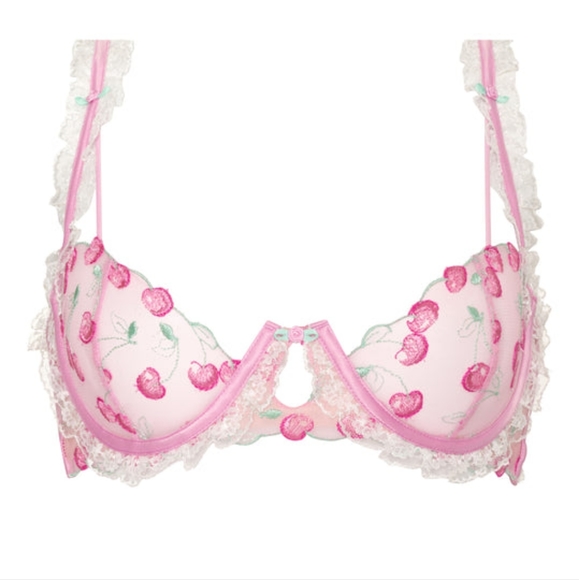 NWT For Love and Lemons Sweet Cherries Bra, Garter & Panties Set Loveshackfancy - Picture 2 of 9